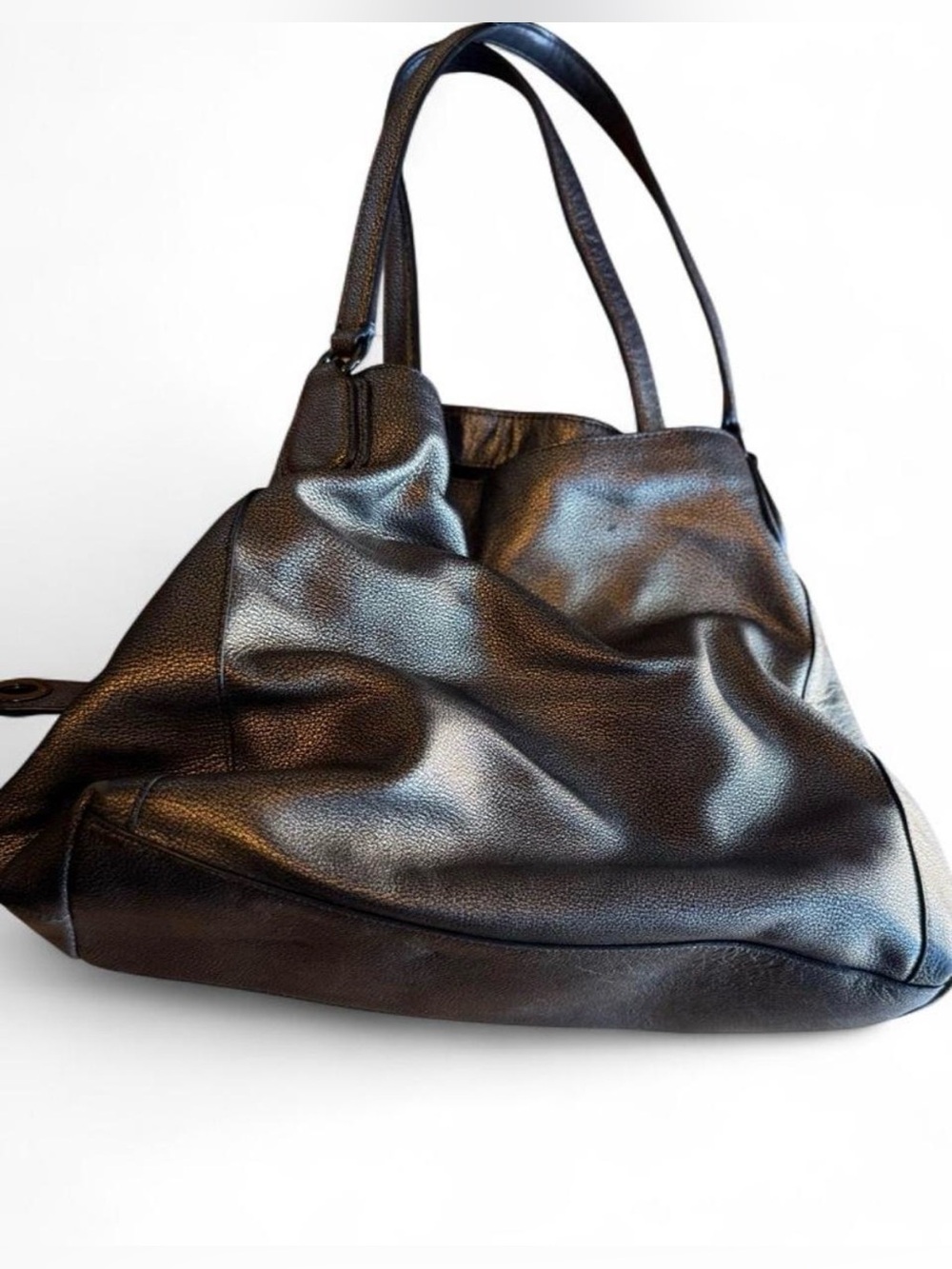 Coach Edie 31 Metallic Gunmetal Pebbled Leather Shoulder Bag 33520 - Picture 4 of 10